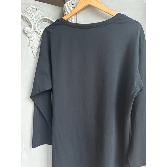 Boston Proper Dress Sz L - Travel Collection Knee Length Black Long Sleeve Knit - Picture 7 of 11